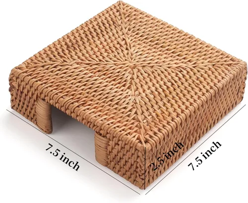 Miniatura 2 de Servilletero de ratán cuadrado, cesta de mimbre para cocina, servilleteros planos para servilletas de papel, servilletero tejido para mesa