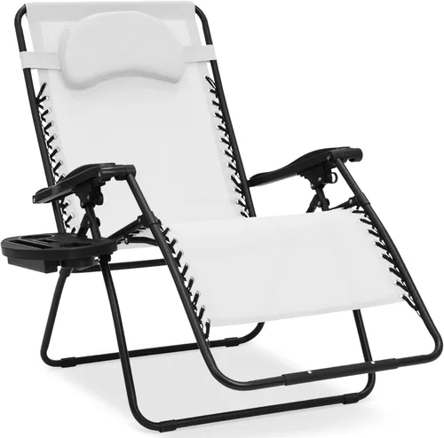 Miniatura 39 de Best Choice Products Silla de gravedad cero de gran tamaño, plegable para patio al aire libre, reclinable, con soporte para tazas, bandeja de Verde