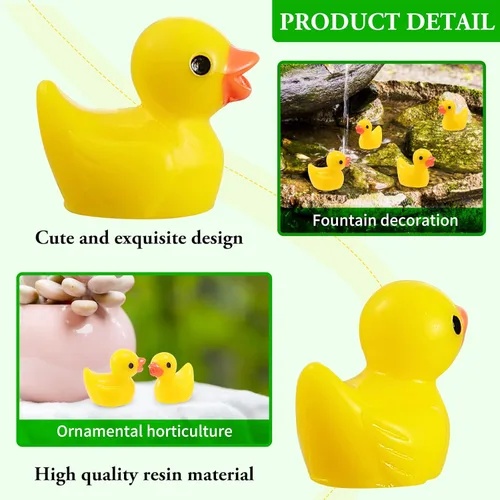 Miniatura 6 de 200 piezas de mini patos de resina amarillos pequeños patitos para proyectos escolares, personajes en miniatura, jardín de hadas, paisaje, acuario