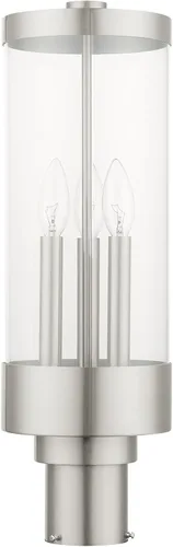 Miniatura 9 de Livex Lighting 20728-91 Hillcrest - Linterna de poste superior para exteriores, acabado de níquel cepillado con cristal transparente
