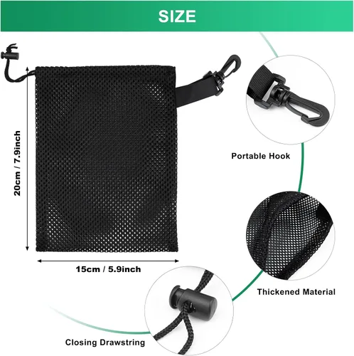Miniatura 9 de 10 bolsas de malla con clips, bolsas de almacenamiento de nailon portátiles para juguetes, almacenamiento deportivo, actividades al aire libre, etc.