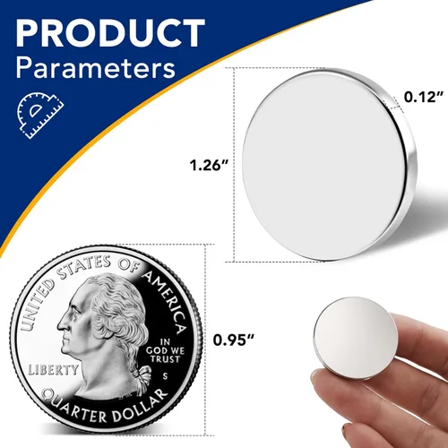 Miniatura 2 de DIYMAG Paquete de 12 imanes fuertes con adhesivo de doble cara, 1.26 x 0.12 pulgadas, redondo, permanente, potente, disco de neodimio, imán