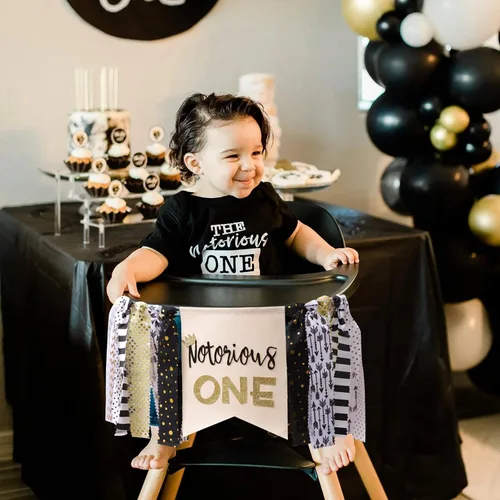 Miniatura 4 de Notorious ONE - Cartel para silla alta de primer cumpleaños – The Big One Smash Cake Garland