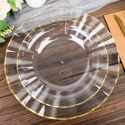 Miniatura 18 de Efavormart - Platos de cena de 11 pulgadas – Juego de 10 platos desechables redondos de plástico negro con borde dorado rizado – Vajilla elegante