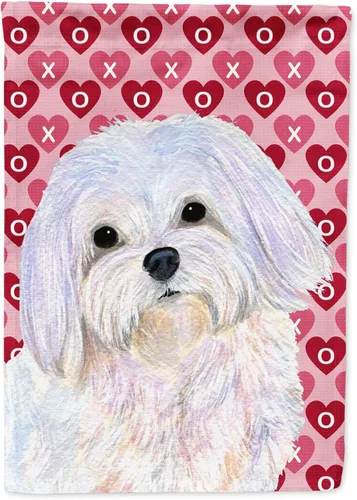 Miniatura 183 de Caroline's Treasures SS4484GF Bandera de jardín con diseño de bulldog inglés y corazones para el Día de San Valentín, bandera decorativa para patio