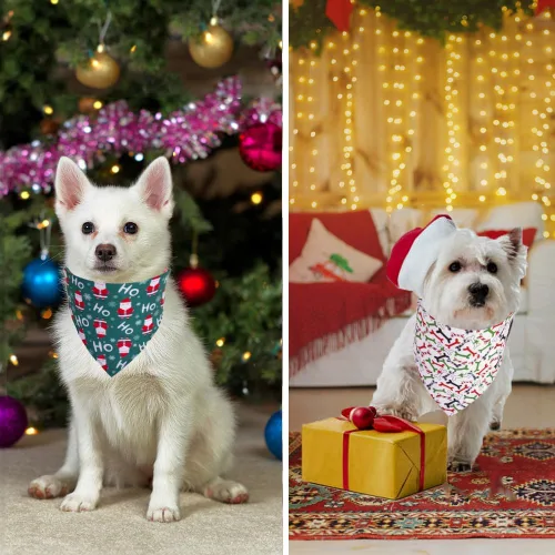 Miniatura 3 de ADOGGYGO Paquete de 4 Pañuelos de Navidad para Perros, Bufanda Triangular de Mascota, Baberos Triangulares, Conjunto de Pañuelos, Accesorios