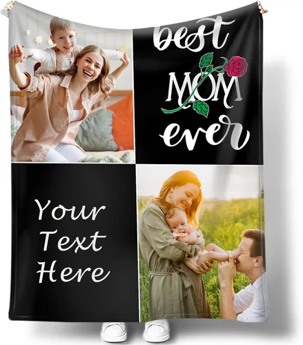 Miniatura 14 de Mantas personalizadas con fotos para mujeres y hombres, regalos de cumpleaños conmemorativos, manta personalizada de franela suave con mis propias