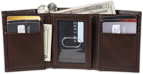 Miniatura 4 de Dickies Cartera triple de cuero para hombre, Negro