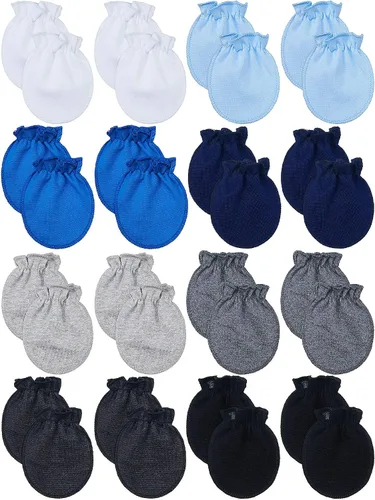 16 pares de manoplas de algodón para recién nacidos sin arañazos, guantes unisex para recién nacidos para bebés niños y niñas de 0 a 6 meses