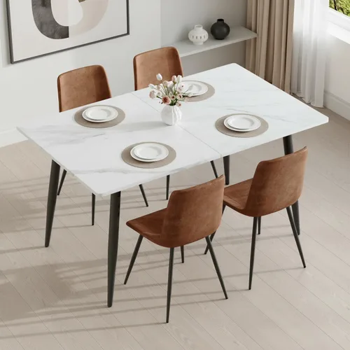 Miniatura 26 de FURNITO Mesa de comedor extensible de 59 a 75 pulgadas, mesa de comedor grande para 4-8, mesa de comedor moderna con patas de metal, mesa de comedor