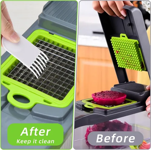 Miniatura 3 de 4 piezas de herramientas de limpieza para picador de verduras, herramienta de picador de cebolla para ensalada, cortador de frutas y verduras, peine