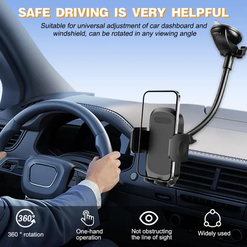 Miniatura 2 de Soporte para parabrisas de automóvil, rotación de 360°, con ventosa fuerte, soporte para teléfono móvil con cuello de cisne, soporte para teléfono
