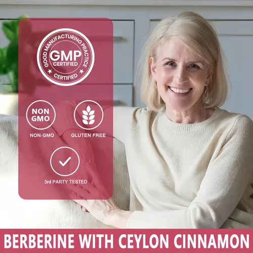 Miniatura 6 de Berberina con canela de Ceilán, suplemento de berberina de 1500 mg con melón amargo y cúrcuma para el metabolismo, la salud inmune y digestiva