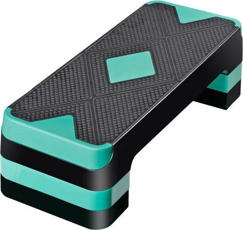 Miniatura 14 de HomGarden Escalón de entrenamiento aeróbico ajustable en fitness y ejercicio, plataforma de entrenamiento con elevadores de ajuste de 4 a 6 a 8