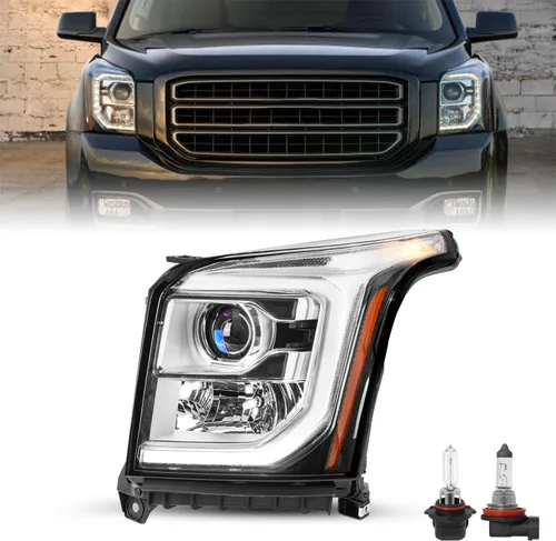 Miniatura 13 de SOCKIR Conjunto de faros delanteros y antiniebla para GMC YUKON SLT 2015-2020, SLE/Yukon XL SLT, SLE OE - Par de faros halógenos de fábrica, carcasa