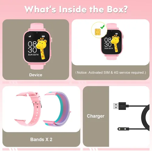 Miniatura 8 de Reloj inteligente 4G para niños y niñas con rastreador GPS, reloj inteligente para niños, llamada telefónica, videollamada SOS para niños, regalo