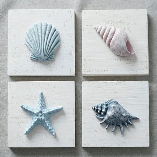 Miniatura 9 de TideAndTales - Decoración de playa de conchas marinas (juego de 4) conchas 3D texturizadas y decoraciones de estrellas de mar para el hogar o casa