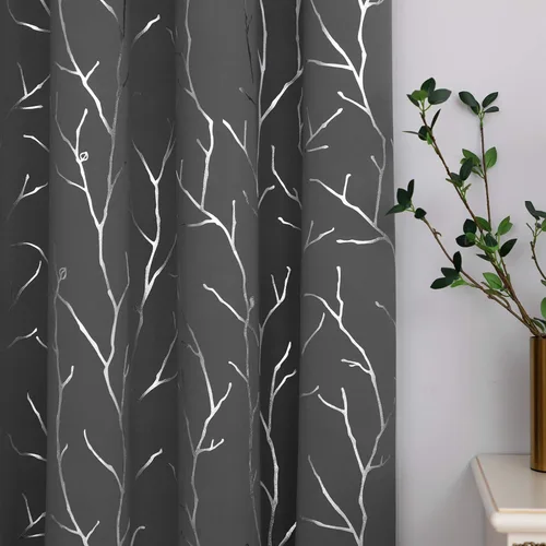 Miniatura 66 de BUHUA - Cortinas opacas blancas, cortinas plateadas, juego de 2 paneles de cortinas con ojales para dormitorio, elegante tratamiento de ventana