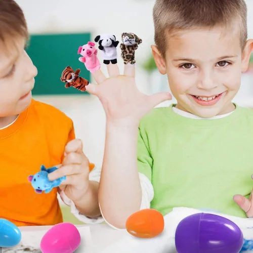Miniatura 7 de 24 huevos de Pascua rellenos con marionetas de dedo para rellenar cestas de Pascua, búsqueda de huevos de Pascua, recuerdo de fiesta de Pascua
