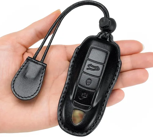 Miniatura 12 de para Funda de Llavero de Cuero Genuino con Keychain, Protector de Estuche de Llaves de Cuero Compatible con Panamera, 911, Cayenne, Macan