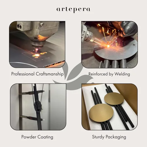 Miniatura 7 de ARTEPERA Juego de 2 piezas de arte de pared de metal de líneas antiguas, decoración de pared moderna y única, escultura de pared de metal para sala