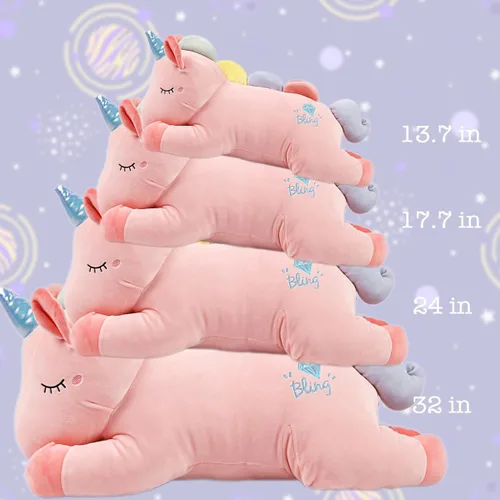 Miniatura 6 de ARELUX Lindo animal de peluche grande de 24 pulgadas: suave animal de peluche gigante para abrazar, decoración de habitación de unicornio grande