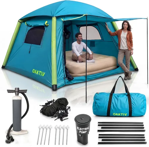 Miniatura 14 de Oaktiv CloudCamp - Tienda de campaña inflable para 6 personas con protección UV, tela Oxford impermeable, tienda de campaña glamping