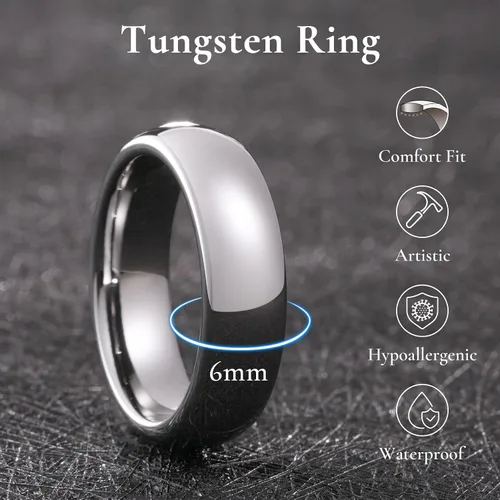 Miniatura 32 de King Will Alianza de boda de carburo de tungsteno para hombres y mujeres, anillos de promesa para parejas abovedados de alto pulido