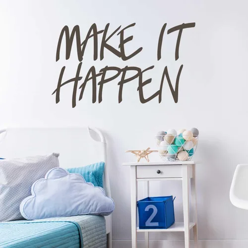 Miniatura 2 de Make It Happen – Beso Cut Hello calcomanía decorativo para pared, diseño de cita by chromantics Black