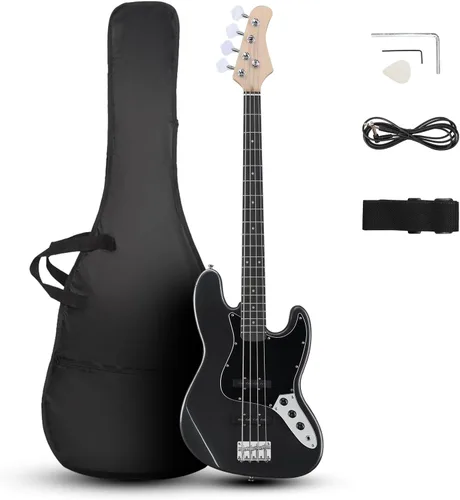 Miniatura 7 de Ktaxon Bajo Eléctrico Guitarra Estilo Fuego Ardiente con Bolsa Portátil para Bajo, Cable Premium, Correa de Guitarra Ajustable, Llave Herramienta