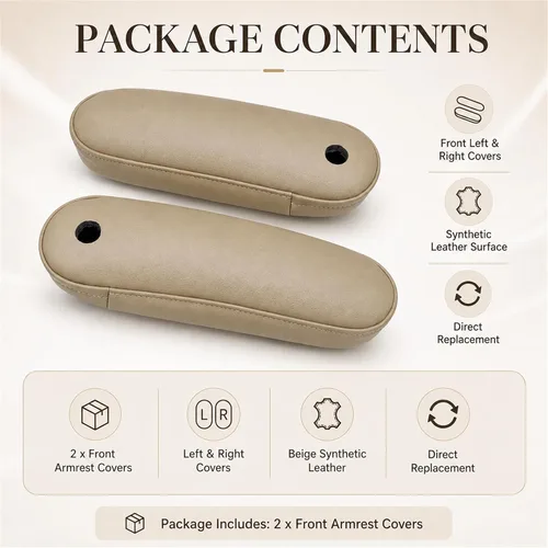 Miniatura 6 de Priprilod 2 fundas de cuero para reposabrazos de repuesto, color beige tostado, compatibles con Lexus RX 300 330 350 2003 2004 2005 2006 2007 2008
