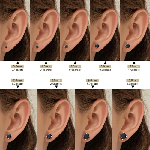 Miniatura 4 de Moissanite Stud Earrings Screw Back 3-10mm 0.2ct-8.0ct 18K White Yellow Rose Gold Plated S925 Sterling Silver Round Cut D Color VVS1 Lab Created