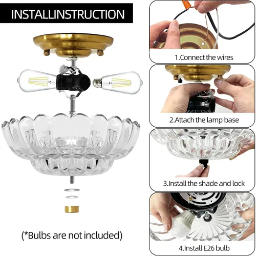 Miniatura 4 de Luces de techo semiempotradas, luz de vidrio blanco, base dorada, lámpara moderna para pasillo, sala de estar, cocina, dormitorio, 3 bombillas