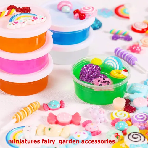 Miniatura 3 de 3.53 oz de resina con parte trasera plana, accesorios de limo, decoración de chispas de arcilla para relleno de dijes de limo, suministros de limo