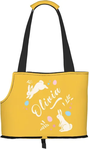 Miniatura 11 de Transportador personalizado para mascotas, diseño de huevos y pollo amarillo de dibujos animados de Pascua, plegable, de lados suaves, bolsa