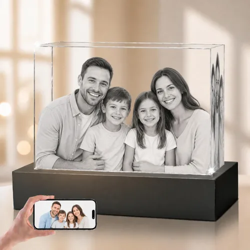 Miniatura 10 de Foto de cristal 3D, regalos personalizados de Navidad para mamá, esposa, mujer, papá, marido, abuela, foto personalizada en cristal, único