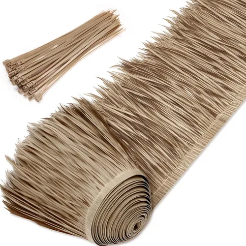 Miniatura 17 de Rollo de paja de palma, rollo de paja de palma, paneles de techo de paja estilo mexicano, techos de paja de tiki hut palapa, césped ciego de pato