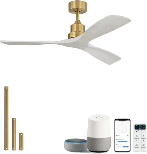 Miniatura 30 de Sofucor Ventiladores de techo de 52 pulgadas, sin luz, ventilador de techo para exteriores con control remoto, motor CC reversible de 3 cuchillas