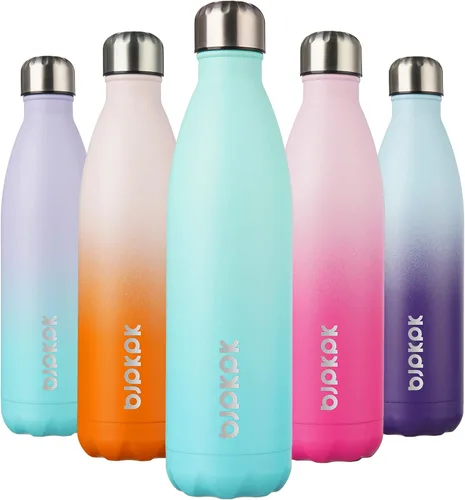 Miniatura 71 de BJPKPK Botellas de agua de acero inoxidable con aislamiento de 17 onzas, mantiene el frío y el calor, brillante oro rosa Oro rosa brillante