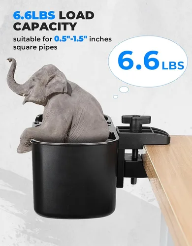 Miniatura 3 de KEMIMOTO Soporte para tazas de escritorio, organizador para mesa de oficina, silla de césped, carrito de golf, bote de pontón, adecuado para la Negro