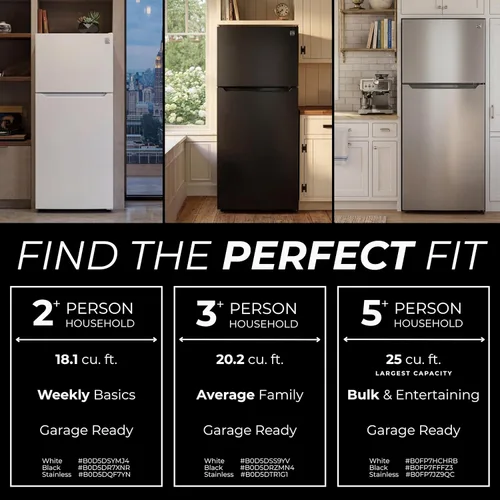 Miniatura 4 de Kenmore Refrigerador de montaje superior de 33" con congelador - Estanterías ajustables, cajones con control de humedad, máquina de hielo opcional