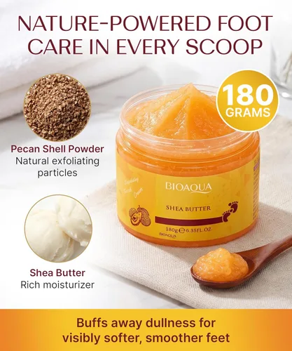 Miniatura 2 de Bioaqua Exfoliante de pies - Crema exfoliante de pedicura con aceite de karité y extractos de hierbas naturales para talones secos y ásperos