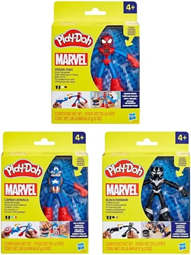 Impresionante surtido de figuras de Play‑Doh Marvel – Figura sorpresa de superhéroe (1 juego) – Ideal para juegos creativos de simulación, regalos,