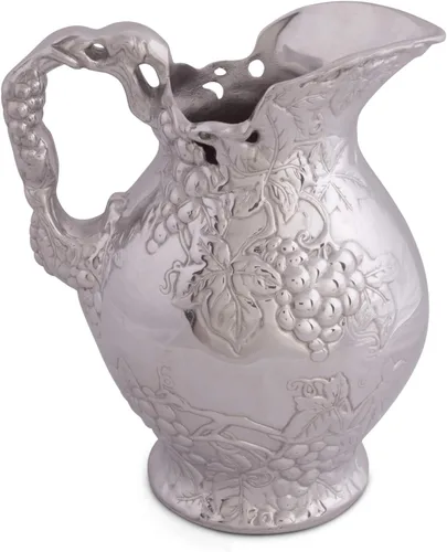 Miniatura 5 de Arthur Court Jarra de metal para viñedos, diseño de uva, arena fundida en aluminio con diseño pulido a mano, jarra de agua sin deslustre para agua