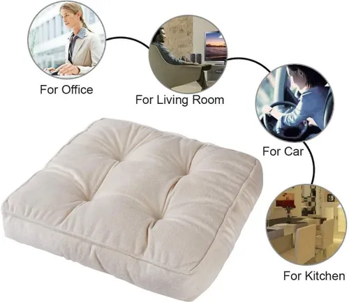 Miniatura 3 de Big Hippo Almohadillas cuadradas para silla con lazos, almohadillas de asiento suaves y gruesas para oficina, hogar o automóvil, 17 x 17 pulgadas