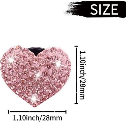 Miniatura 5 de 8 clips de ventilación con forma de corazón brillante, ambientadores de aire de corazón de cristal, clip de ventilación de diamantes de imitación
