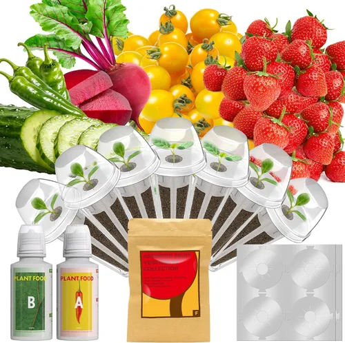LYKOCLEAN Kit de Semillas de Frutas para AeroGarden, Sistema de Cultivo Hidropónico iDOO para Jardinería Interior, 7 Vainas, Fresa Roja, Tomate