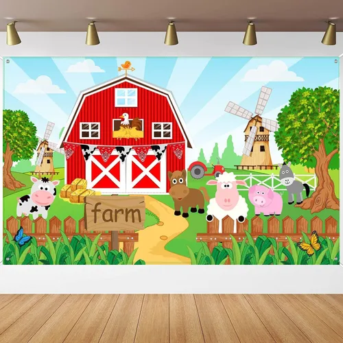 Decoración de fiesta de animales de granja, telón de fondo de cumpleaños para niños, suministros de fiesta de cumpleaños, animales de granja, baby