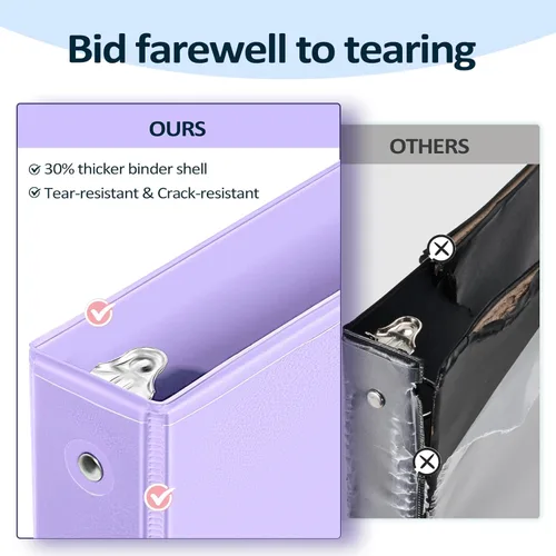 Miniatura 3 de BinderX - Carpeta de 3 anillos redondos extraduradera de 1 pulgada, se adapta a 175 hojas de papel de 8.5 x 11 pulgadas, cubierta personalizable
