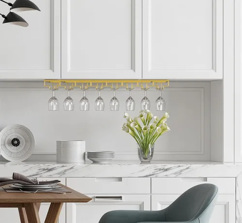Miniatura 7 de Nuovoware Estante para copas de vino, soporte para copas de vino, 8 filas, color dorado profundo